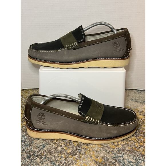 Stussy Deluxe x Timberland Wedge Loafer Shoe Men's 10 Vibram Sole Gray Black - Picture 11 of 12